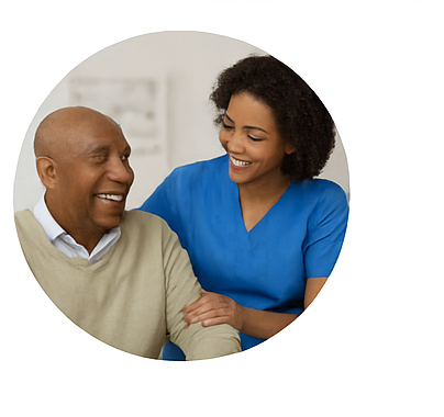 Client receiving compassionate care